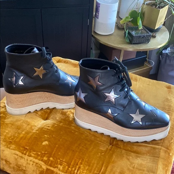 Stella McCartney Black and Silver Star Platform Shoes - Picture 5 of 8